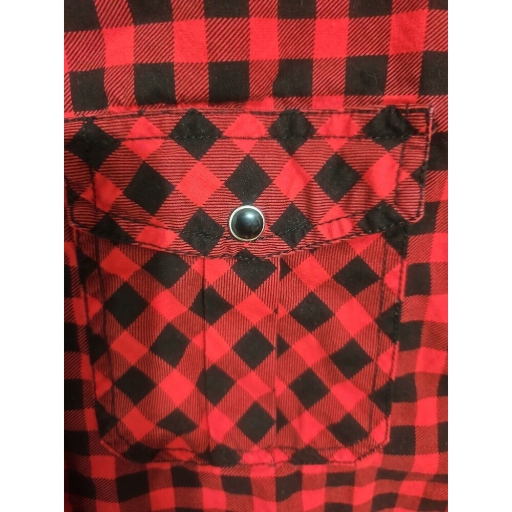 Cactus Menswear Medium Long Sleeve Black Pearl Snap Button Down Red Black Plaid - Picture 12 of 12